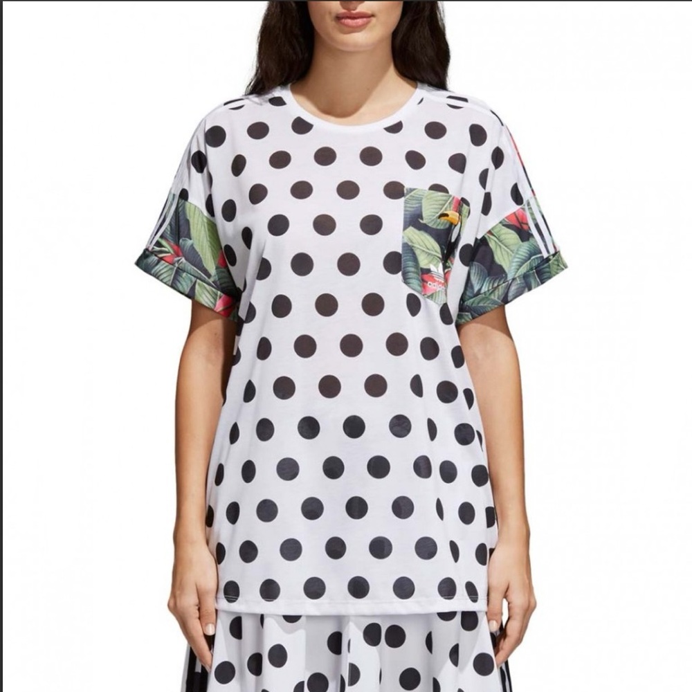 Adidas Originals Farm Rio Floral and Polka Dot Oversized Tee